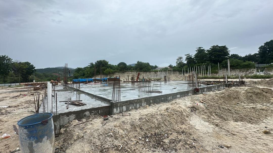Wide view of the poured concrete slab