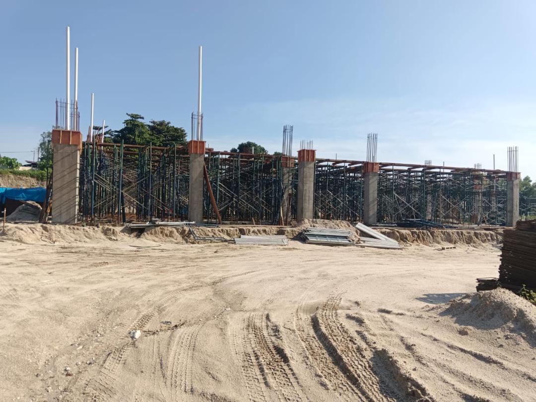 Concrete columns standing for the upper floor