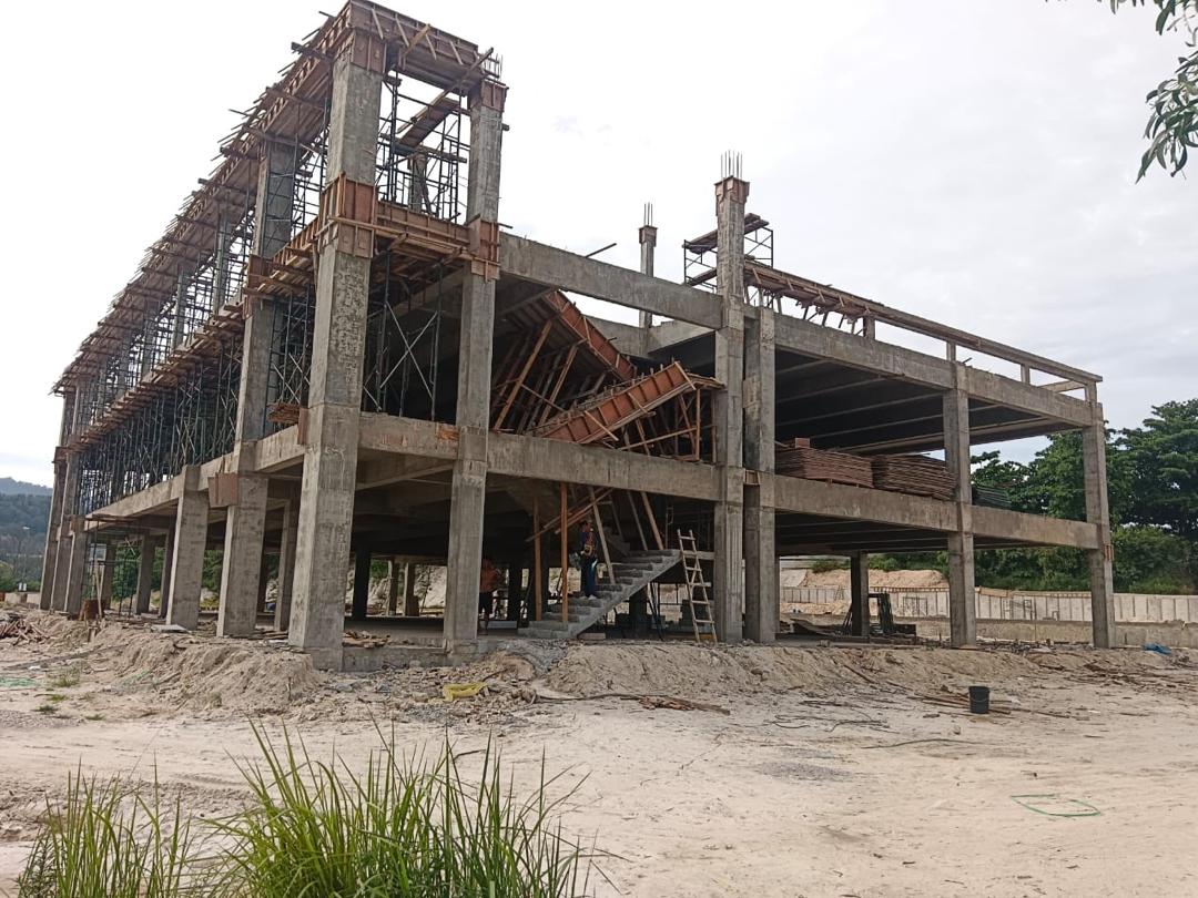 Brick walls completing the building shell